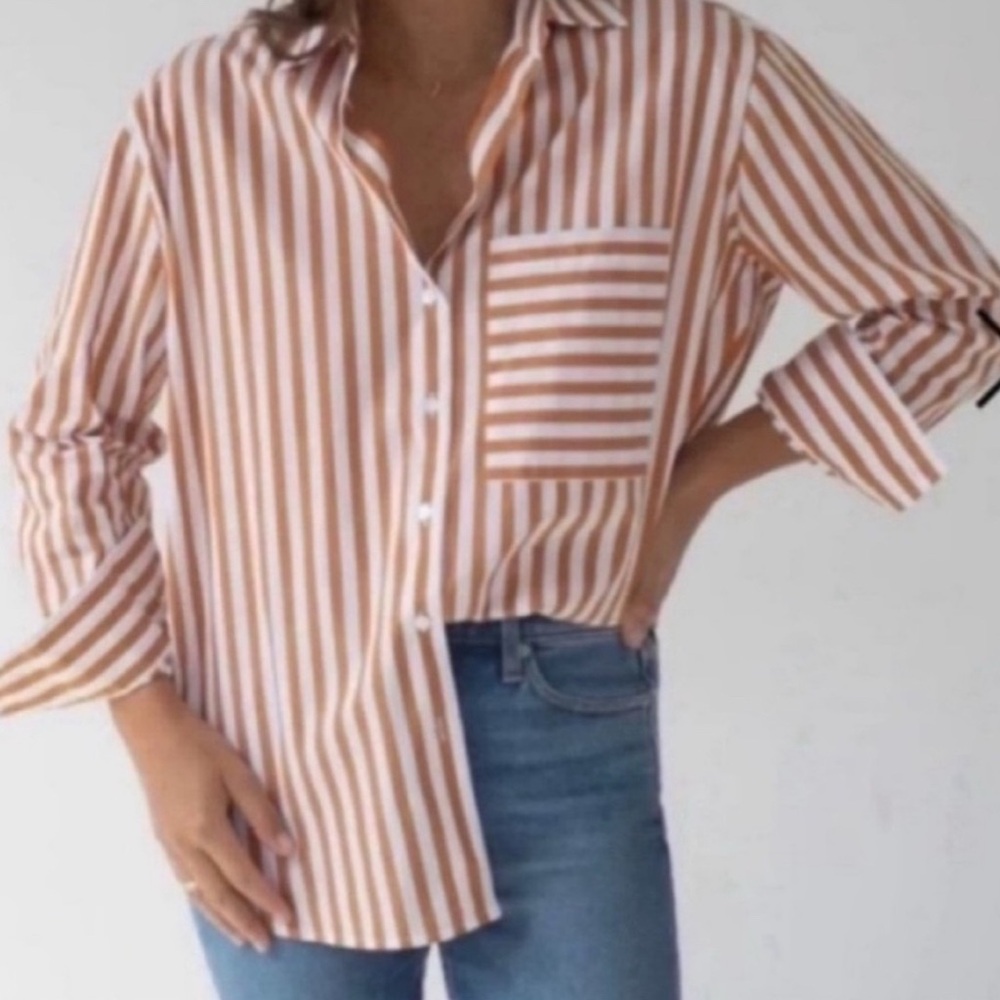 AYR Deep-End Shirt - Burnt Orange Stripe - size L